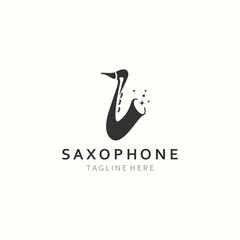 Saxophone music logo design simple modern and minimalist illustration