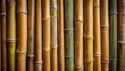 Fototapeta premium Wall made of natural bamboo stems