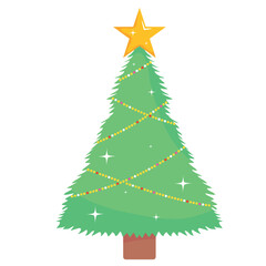 Vector image of green christmas tree with white background