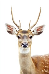 Obraz premium Spotless image of a deer isolated on white, suited for minimalist design ideas.