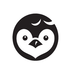 Black and white illustration of a penguin's face.