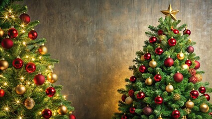 Christmas tree decorated with ornaments from a high angle view