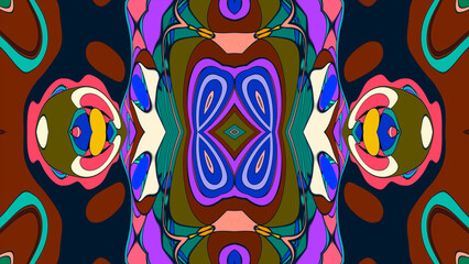 Abstract colorful psychedelic mandala kaleidoscope background pattern for a summer music festival
