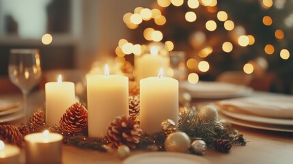 Festive New Year's Eve Dinner Table with Candles