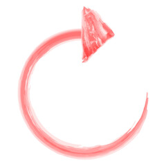 赤色の更新矢印の水彩イラスト