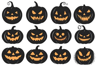 Obraz premium a collection of pumpkins with different faces