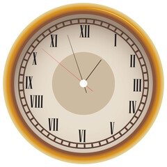 Vector image of a clock icon with Roman numerals with a white background
