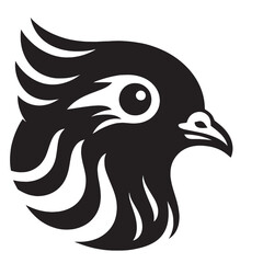 Obraz premium Black and white silhouette of a bird's head.