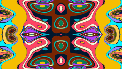 Abstract colorful psychedelic mandala kaleidoscope background pattern for a summer music festival
