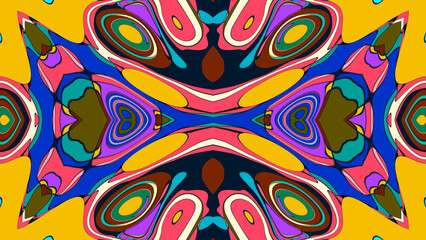 Abstract colorful psychedelic mandala kaleidoscope background pattern for a summer music festival
