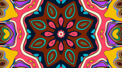 Abstract colorful psychedelic mandala kaleidoscope background pattern for a summer music festival  © yahya