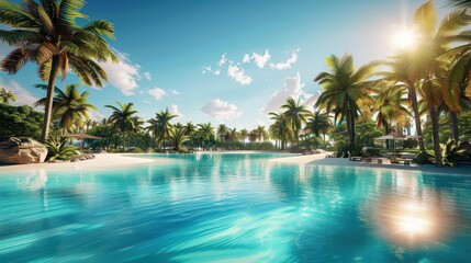 Fototapeta premium Tranquil Oasis in a Vast Desert Landscape