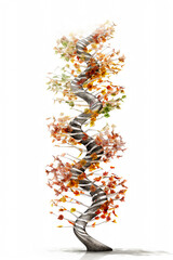 Eco DNA tree concept with green leaves. DNA tree concept for genetics, biotechnology and science. High quality photo