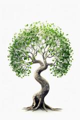 Bonsai tree of evolution twisted in spiral. High quality illustration