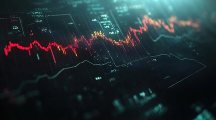 Fototapeta premium Abstract digital graph showing fluctuating data trends and analytics.