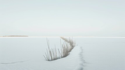 Abstract Representation of a Frozen Lake Landscape