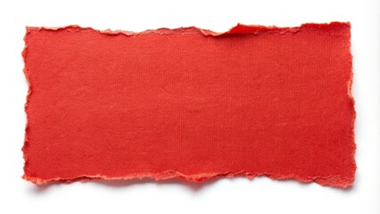 piece of red cardboard paper tear set isolated on white background