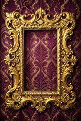 Ornate gold frame against crimson background striking contrast
