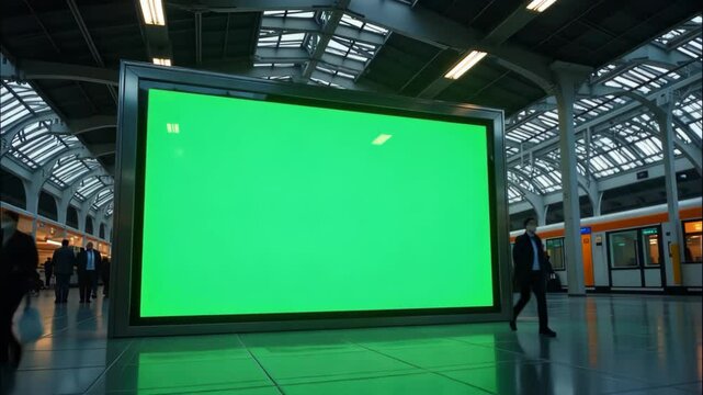 Green Screen: Advertising Billboard in a Rail Station