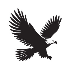 Fototapeta premium Black and white silhouette of an eagle flying.