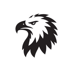 Black and white silhouette of an eagle head.