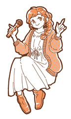 カラオケを楽しむ女の子のイラスト