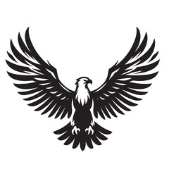 Black and white silhouette of an eagle with its wings spread.