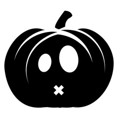 Cute pumpkin silhouette with scared face for your design for the holiday Halloween. Halloween celebration. Halloween pumpkin face. Vector illustration 
