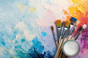 Obraz premium Artistic Palette with Brushes and White Paint