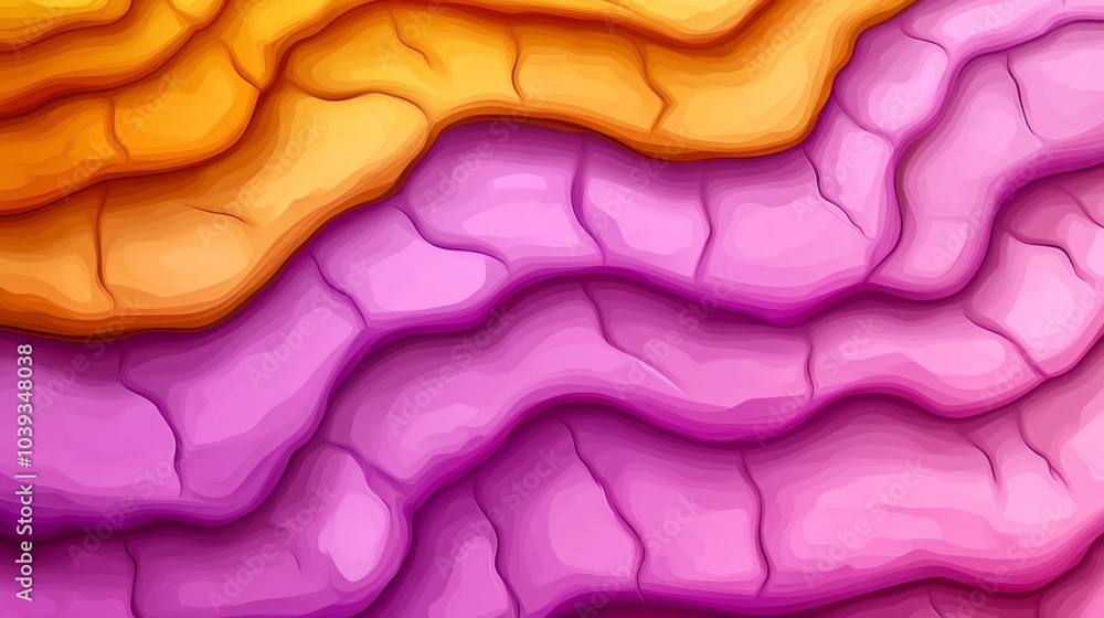 Poster abstract background with wavy lines and soft gradients in purple and orange.