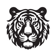 Black and white stylized tiger head.