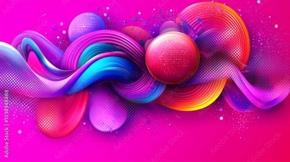Poster abstract colorful background with vibrant gradient and geometric shapes.