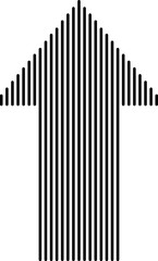 Decorative arrow made of vertical lines. Abstract arrow symbol created from lines illustration. Graphic element for web design, digital art, collages.