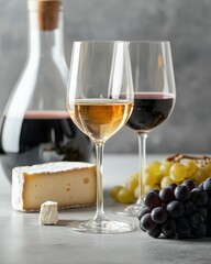 Elegant Composition of Fine Wines in Crystal Glass