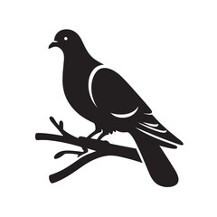 Black silhouette of a bird sitting on a branch.