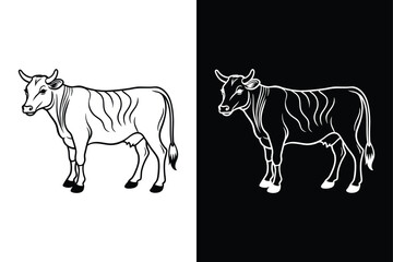Minimalist Cow Line Icon. Modern Vector for Farming