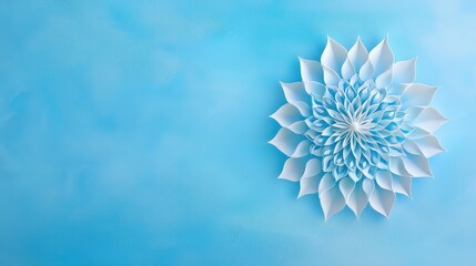 A vibrant blue background with intricate mandala patterns in light blue, creating a detailed and artistic texture