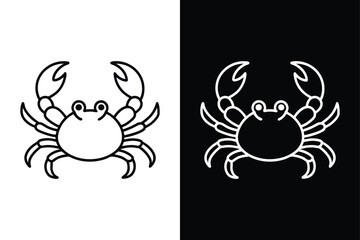 Elegant Crab Line Art. Anime-Inspired Outline Vector Icon