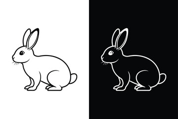 Minimalist Rabbit Silhouette. Fine Line Art Vector Icon