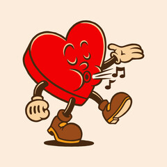 Heart Whistling Mascot Vector Illustration