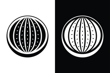 Simple Watermelon Glyph Icon. Whole and Slice Silhouette Illustration