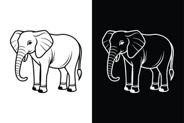 Elephant Icon Vector Illustration. Sleek Outline from Jungle Collection