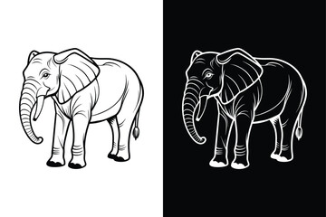 Elegant Elephant Icon Vector. Simple Line Art from Jungle Collection