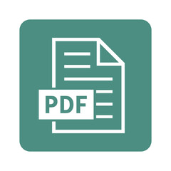 biała ikona pliku PDF na zielonym tle