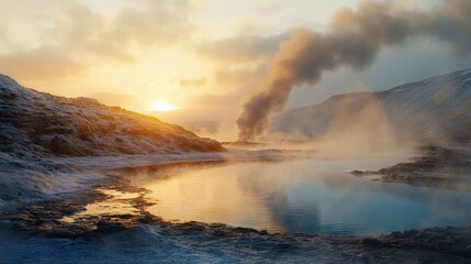 Obraz premium Geothermal energy harnesses heat from the core.