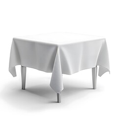 Table with a white tablecloth on a white background.