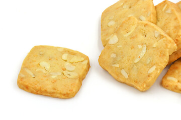 Mixed Cheese Cookies Nuts isolated on white background