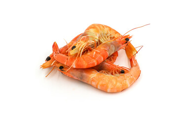 Red cooked prawn  isolated on white background as package design element
