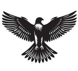 Black silhouette of an eagle with wings spread.