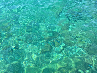 Sea water emerald green clear watercolor background 